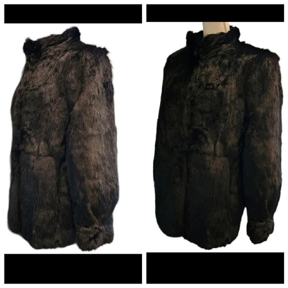 Somerset Furs Rabbit Fur Black Coat Size Medium - Picture 8 of 17